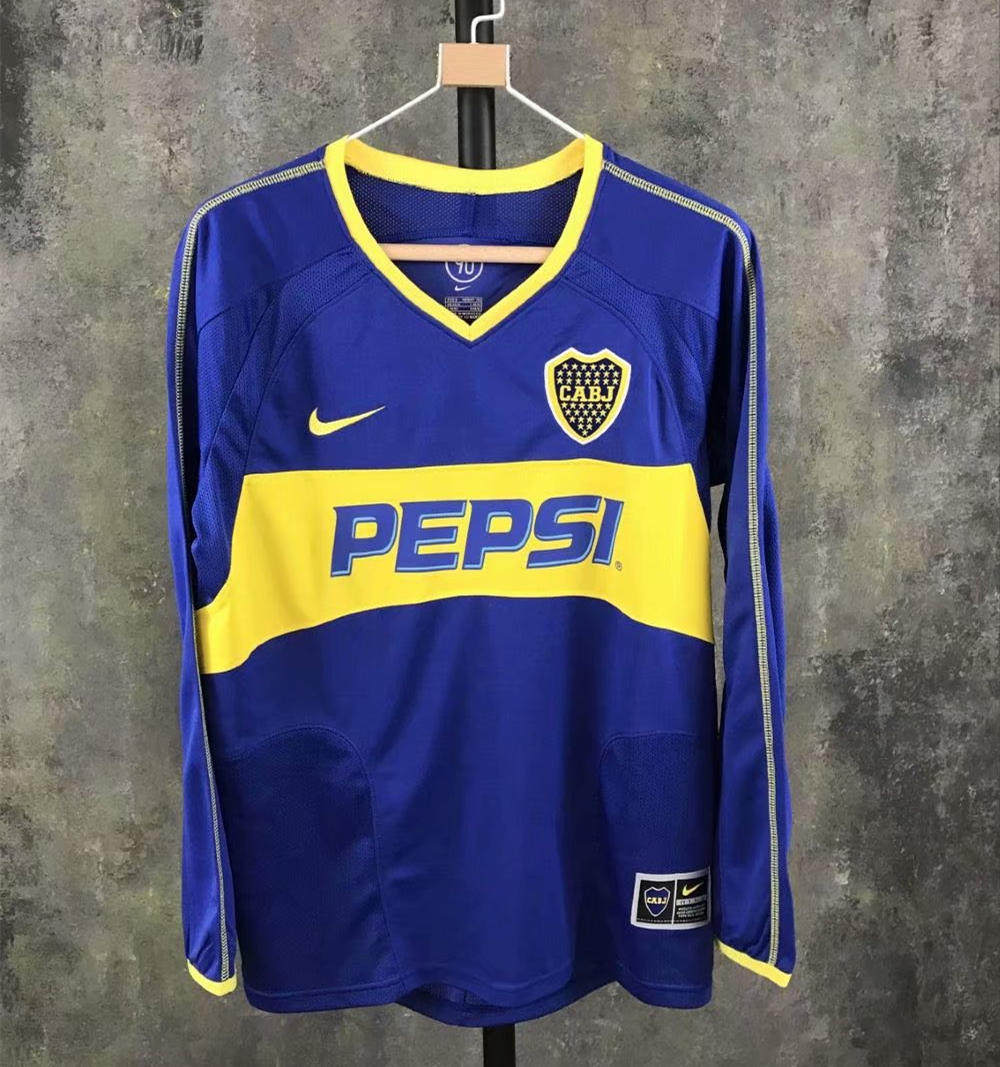 a38da166b89841e2.jpg Retro Boca Juniors 2003/04 Home Long Sleeve Jersey - Image 1